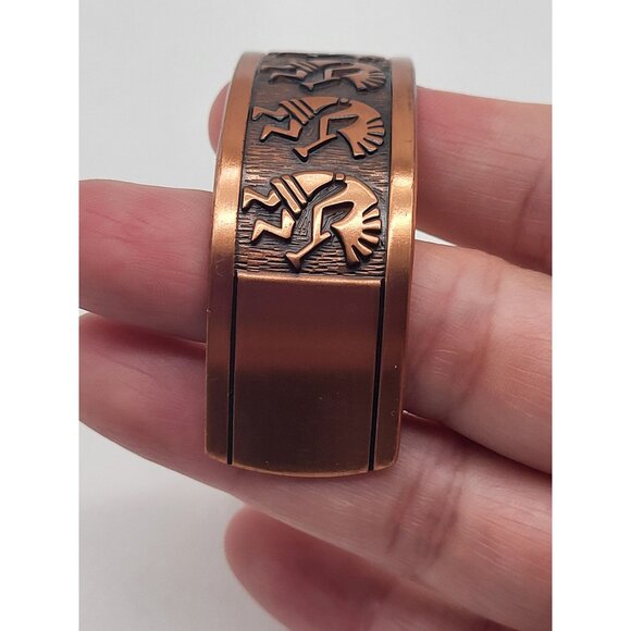 WMCO Vintage Kokopelli Copper Cuff Bracelet Native American Southwestern - Picture 3 of 13